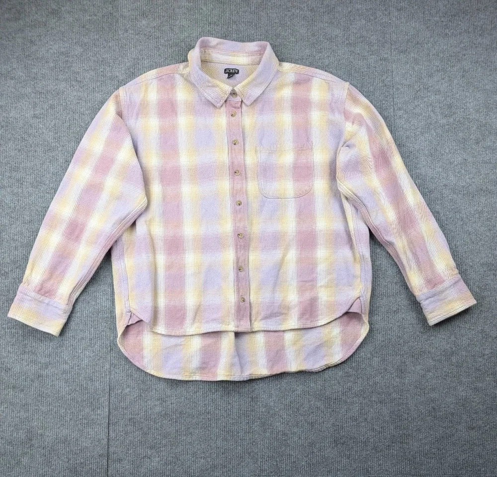 J Crew Relaxed Button Up Shirt Womens Medium Heavy Knit Shacket Lumberjane Plaid